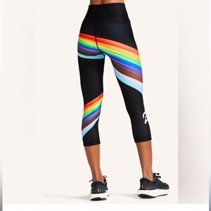 Peloton with rainbow Striped Black Leggings
